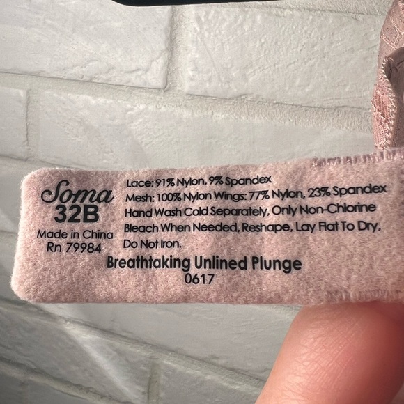NWT Soma Breathtaking Unlined Lace Underwire Plunge Bra 32 B Adobe Rose #0388 - Picture 8 of 11